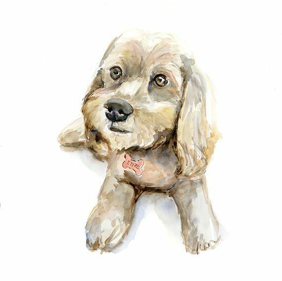 Aquarel schilderij in opdracht van uw hond, kat of huisdier