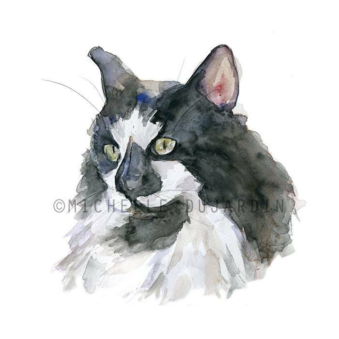 Aquarel schilderij in opdracht van uw hond, kat of huisdier