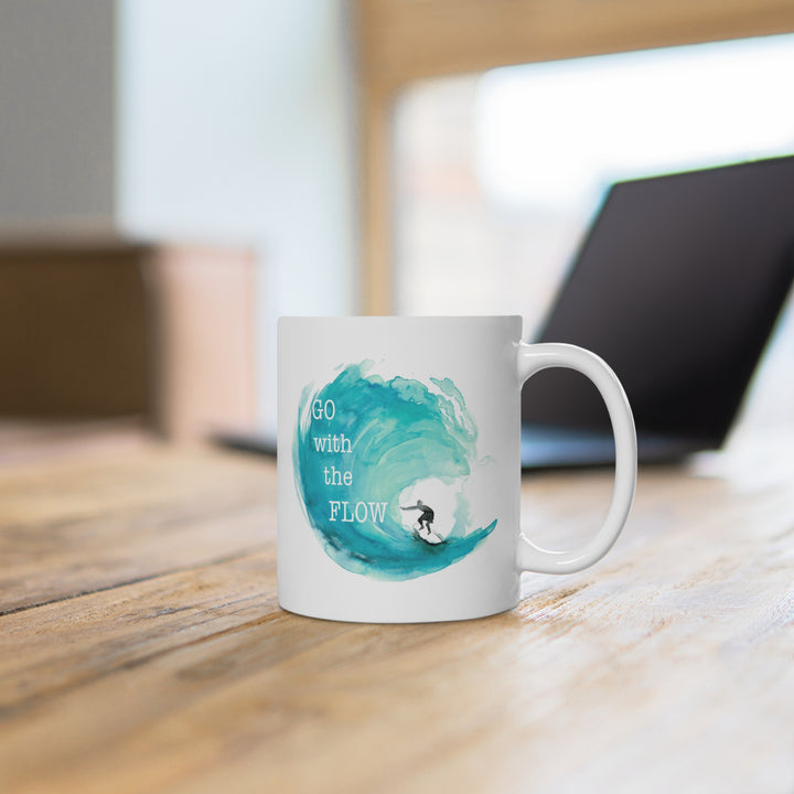 Teal Surf Mug – "Go with the Flow"