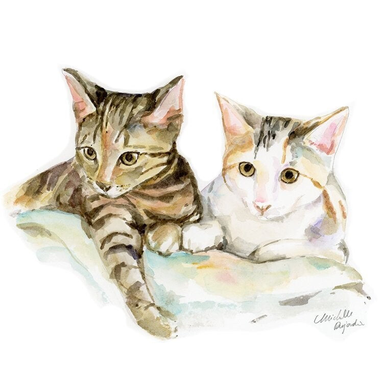 Aquarel schilderij in opdracht van uw hond, kat of huisdier