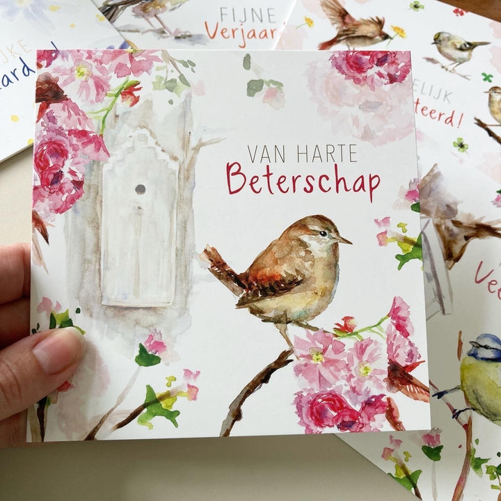 Winterkoninkje op beterschapskaart van Michelle Dujardin