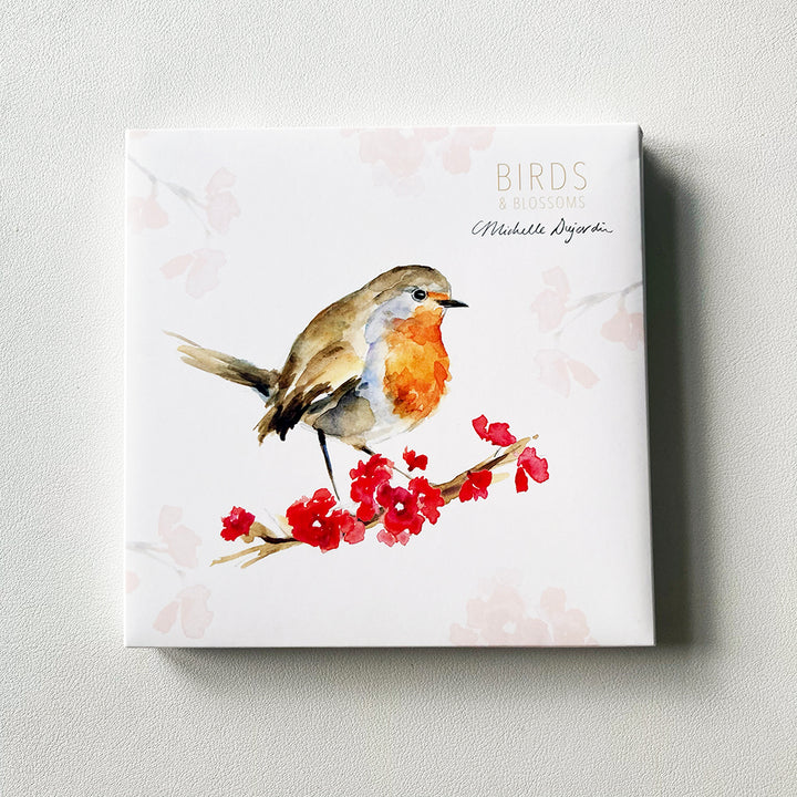 red robin on a greeting card wallet by Michelle Dujardin