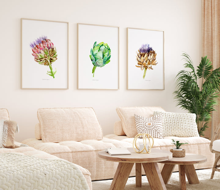 Botanische aquarel prints van artisjok planten door Michelle Dujardin