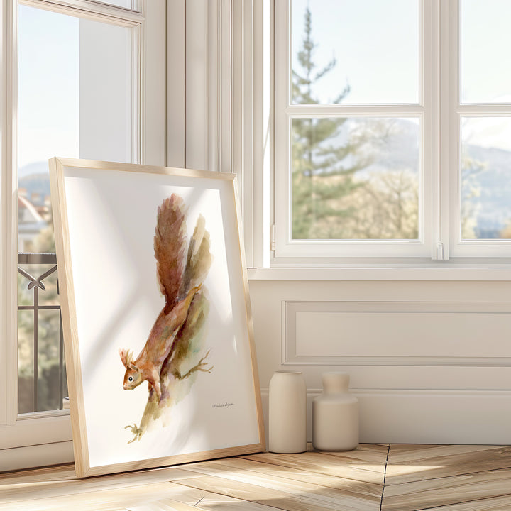 Aquarel poster van een eekhoorn door Michelle Dujardin
