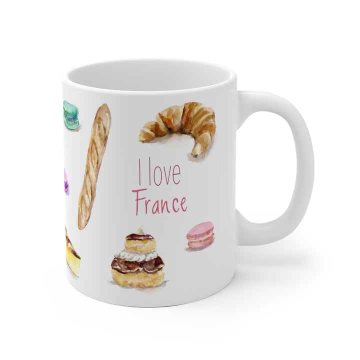 Koffiemok met Franse bakker delicatessen