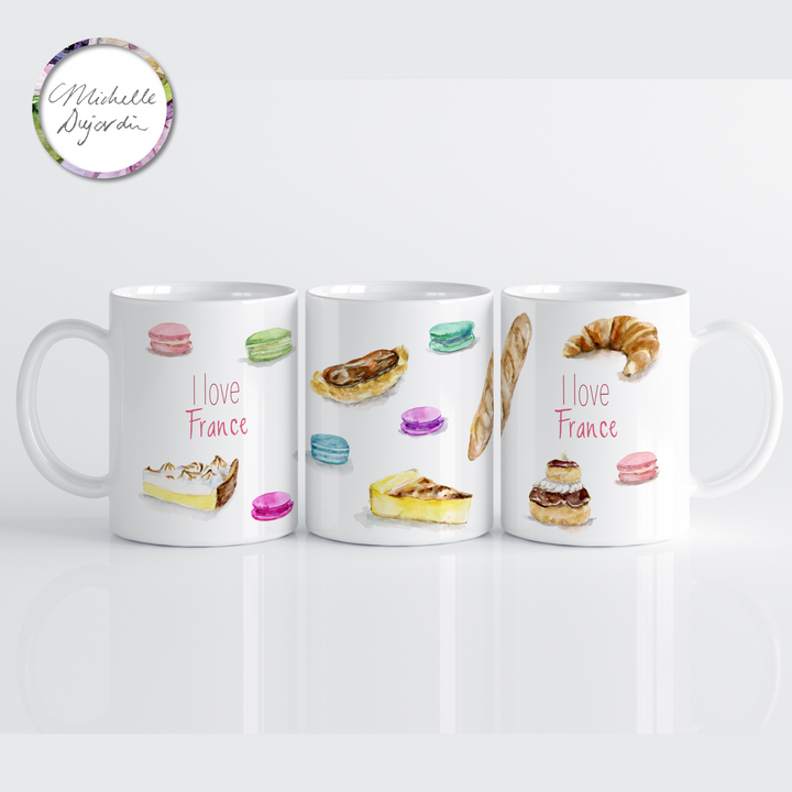 French gift mug with bakery illustrations by Michelle Dujardin