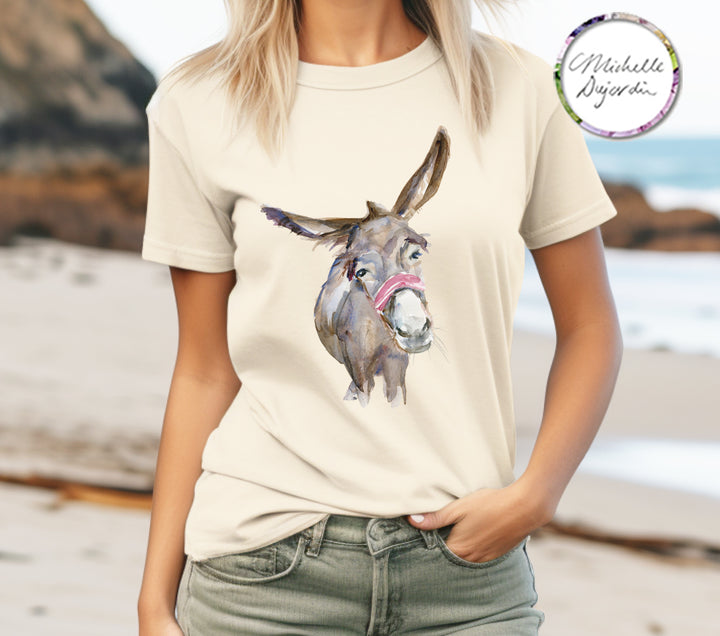 Ezel t-shirt natuurlijk wit met illustratie van Michelle Dujardin