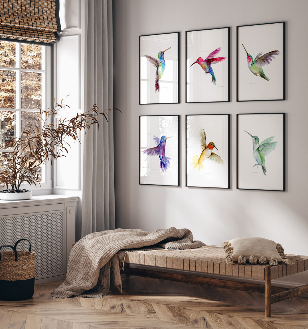 Set of 6 hummingbird prints by Michelle Dujardin