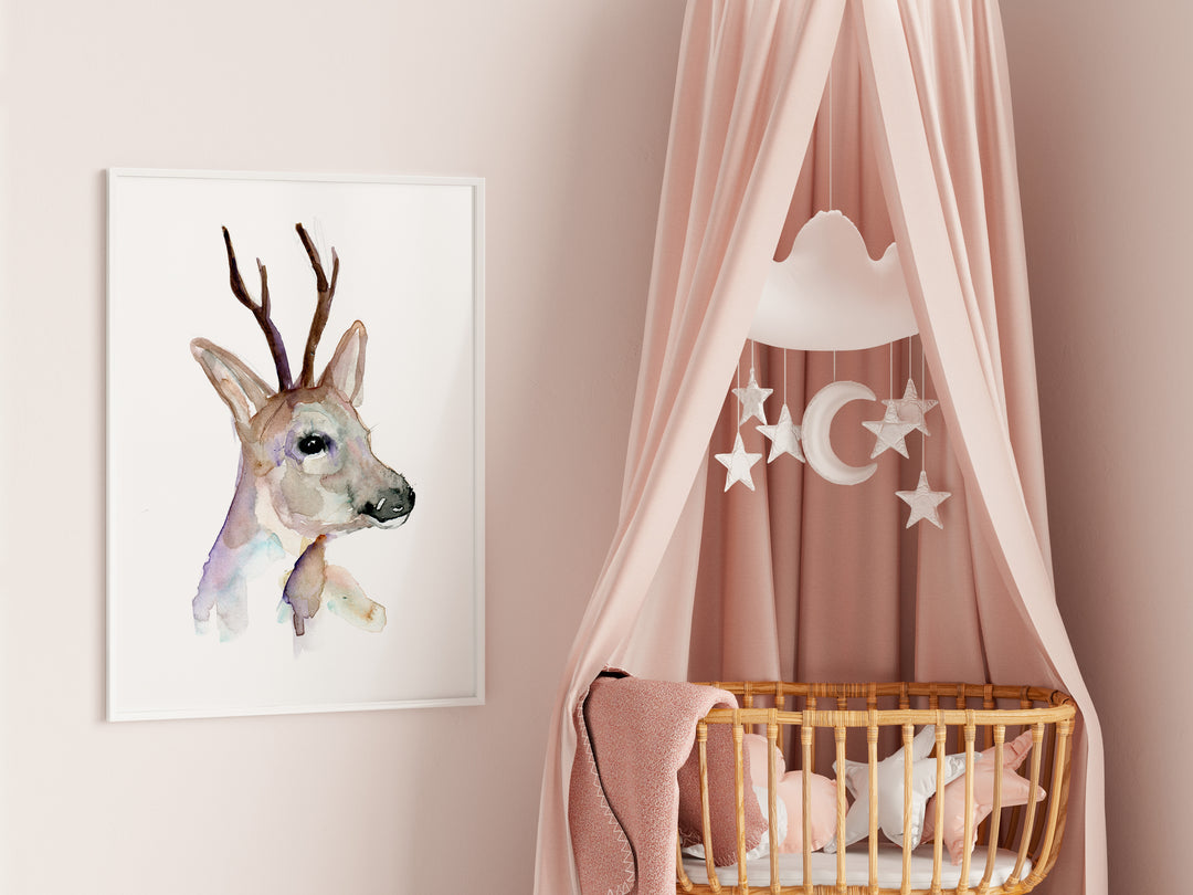 Kinderkamer muurkunst van een ree of hert door Michelle Dujardin
