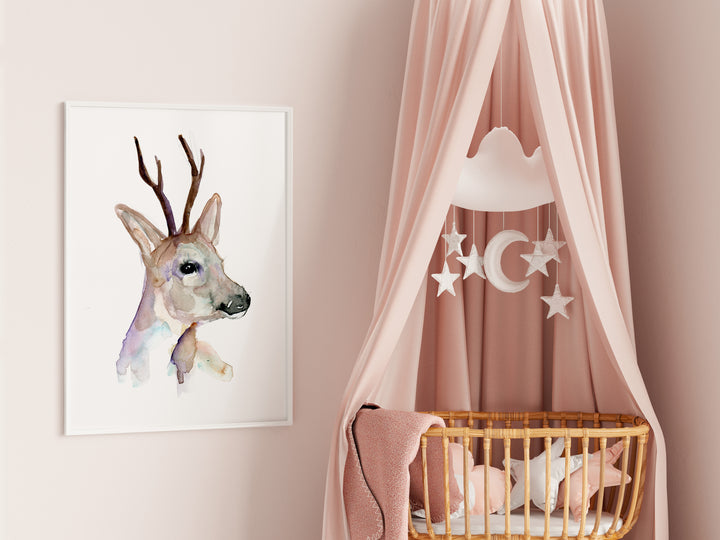Kinderkamer muurkunst van een ree of hert door Michelle Dujardin