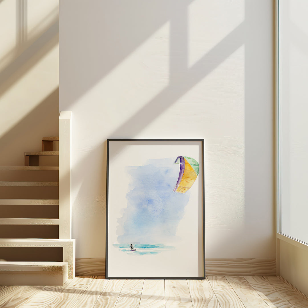 Kite surf home decor print in watercolor