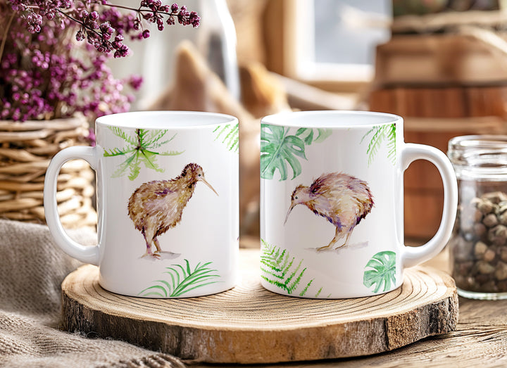 Kiwi bird family mug with watercolors by Michelle Dujardin