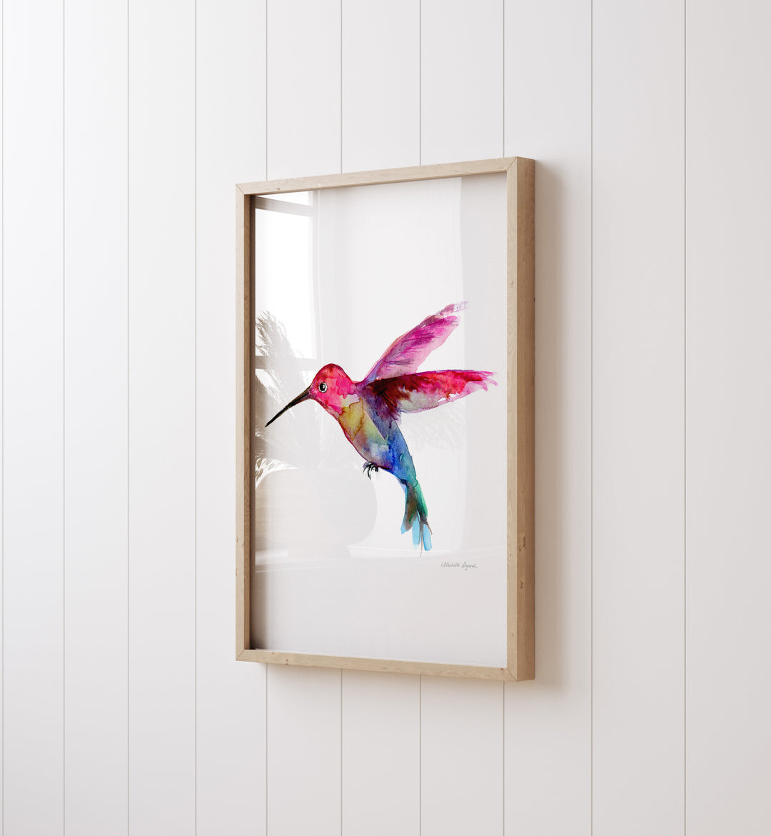 Aquarel schilderij van een kolibrie vogel door Michelle Dujardin