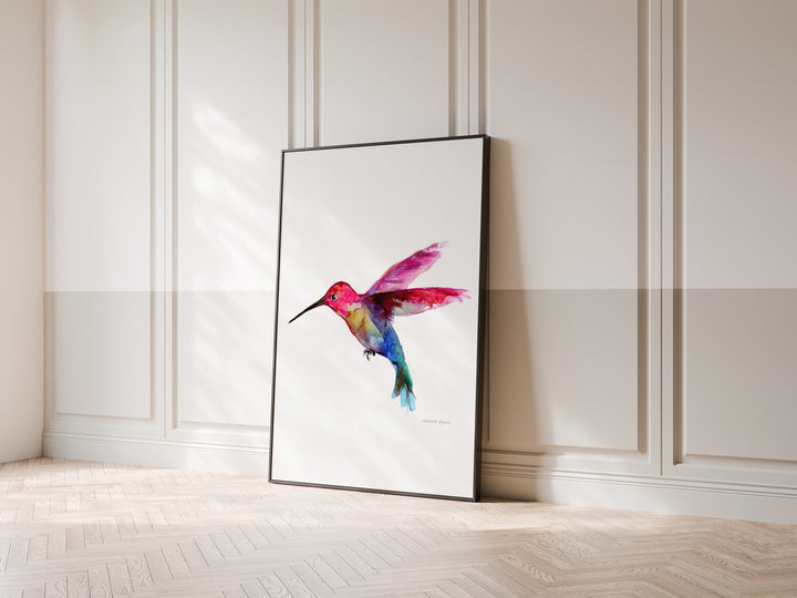 Large sized hummingbird poster in watercolor by Michelle Dujardin