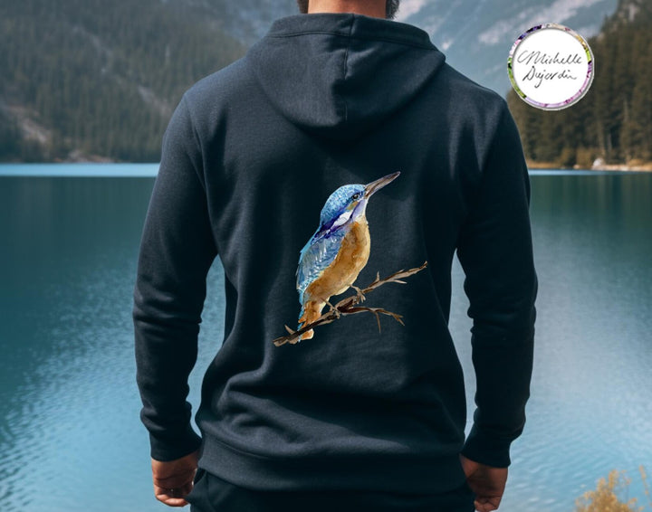 Kingfisher hoodie navy blue by Michelle Dujardin