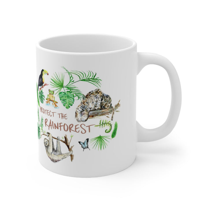 Ceramic gift mug with protect the rainforest