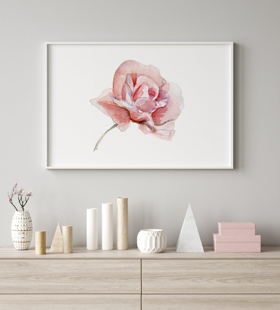 Muurposter kunstwerk roos van Michelle Dujardin