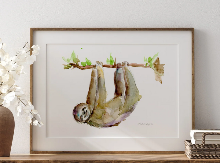 Smiling Sloth watercolor art print