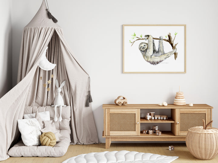 Sloth Painting in Nursery room decor by michelle Dujardin