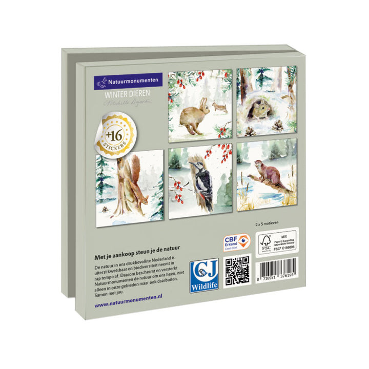 Greeting cards 'Winter Animals' (Winterdieren) with rabbits (2024) by Michelle Dujardin