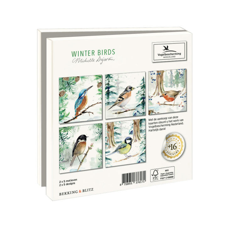 Greeting cards 'Winter Birds' by Michelle Dujardin (2024 release) with kingfisher