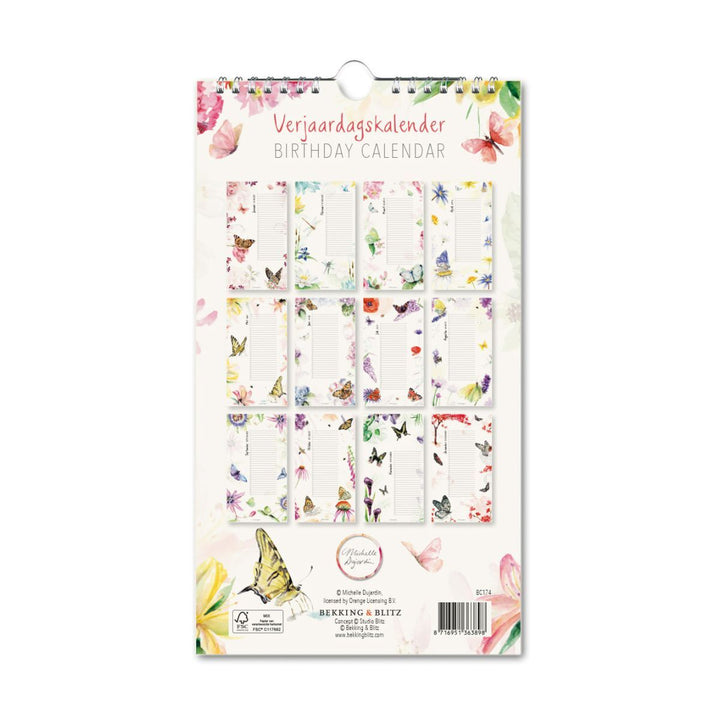 Birthday calendar butterflies & flowers