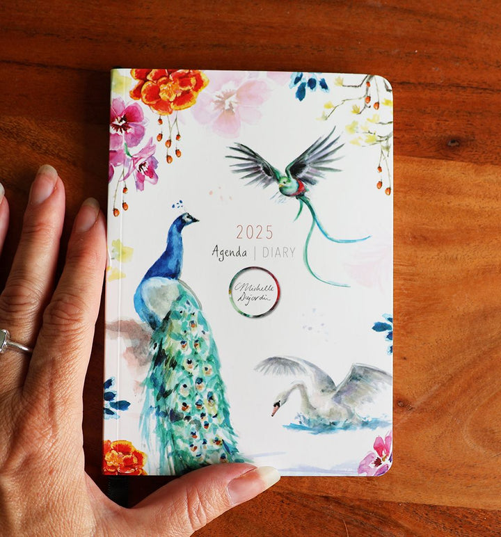Mini Diary 2025 with Bird and flower illustrations by Michelle Dujardin