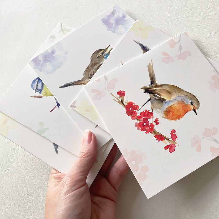 Birds and blossoms greeting cards by Michelle Dujardin