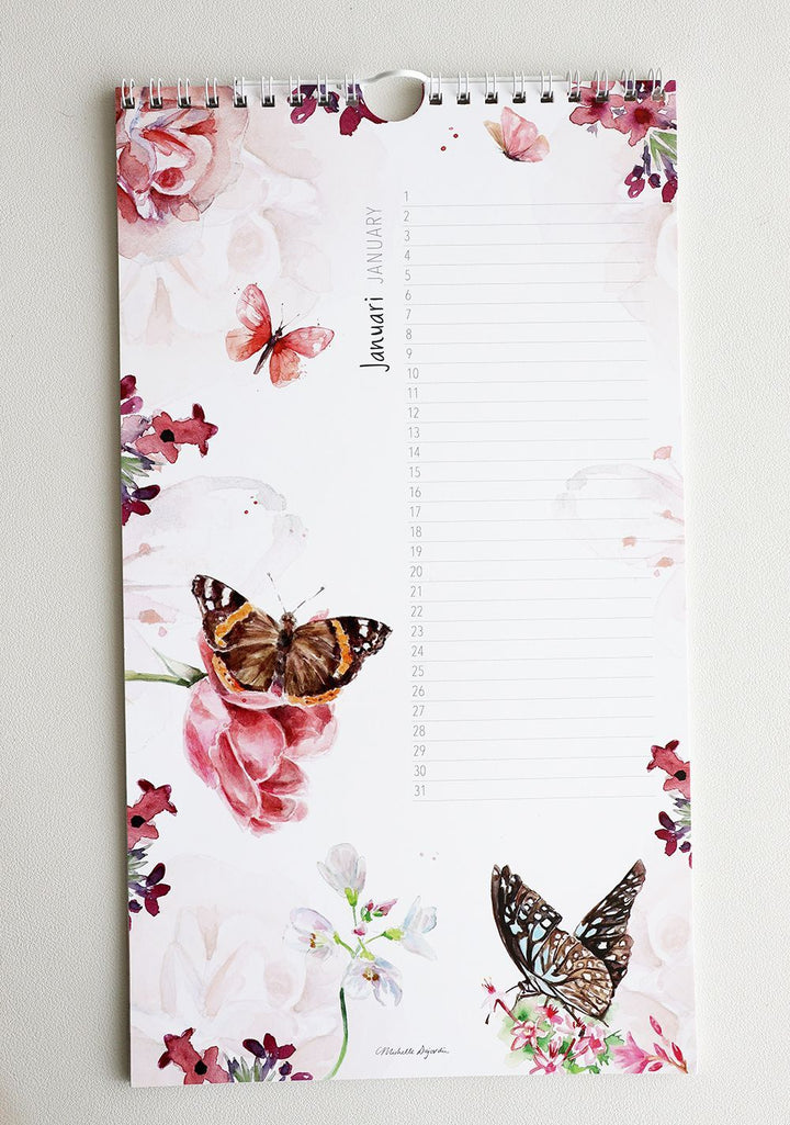 Birthday calendar butterflies & flowers