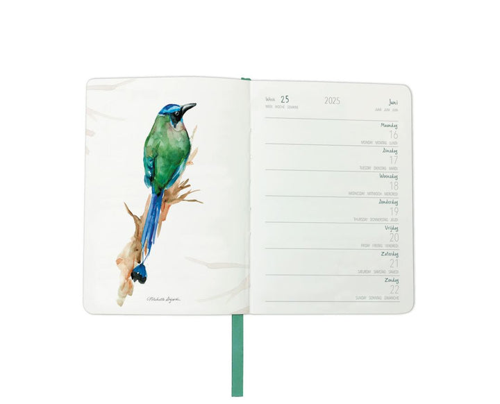 Mini Diary 2025 with Bird and flower illustrations by Michelle Dujardin