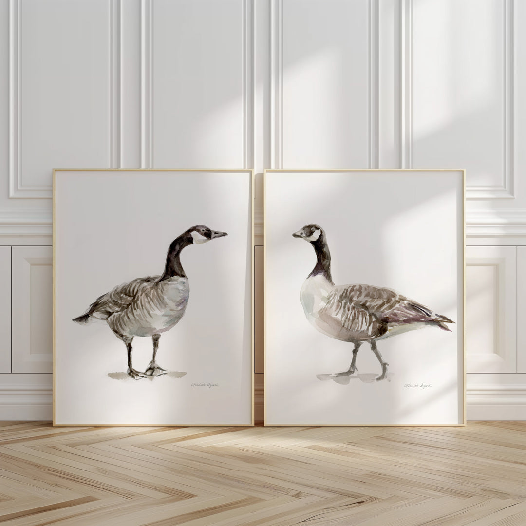 Set of 2 Canadian Geese watercolor art prints by Michelle Dujardin