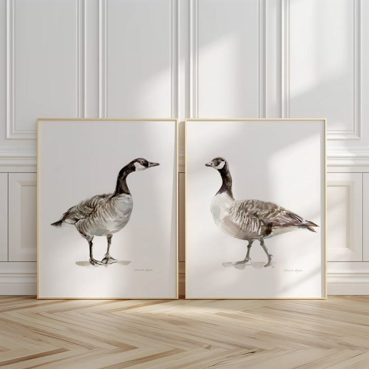 Set of 2 Canadian Geese watercolor art prints by Michelle Dujardin