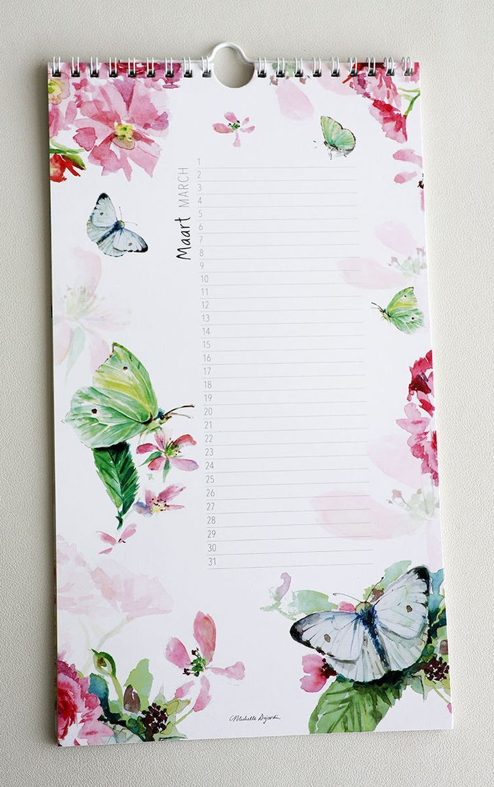 Birthday calendar butterflies & flowers