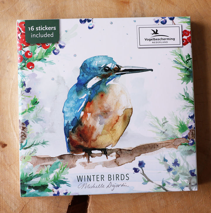 Greeting cards 'Winter Birds' by Michelle Dujardin (2025 release) with kingfisher