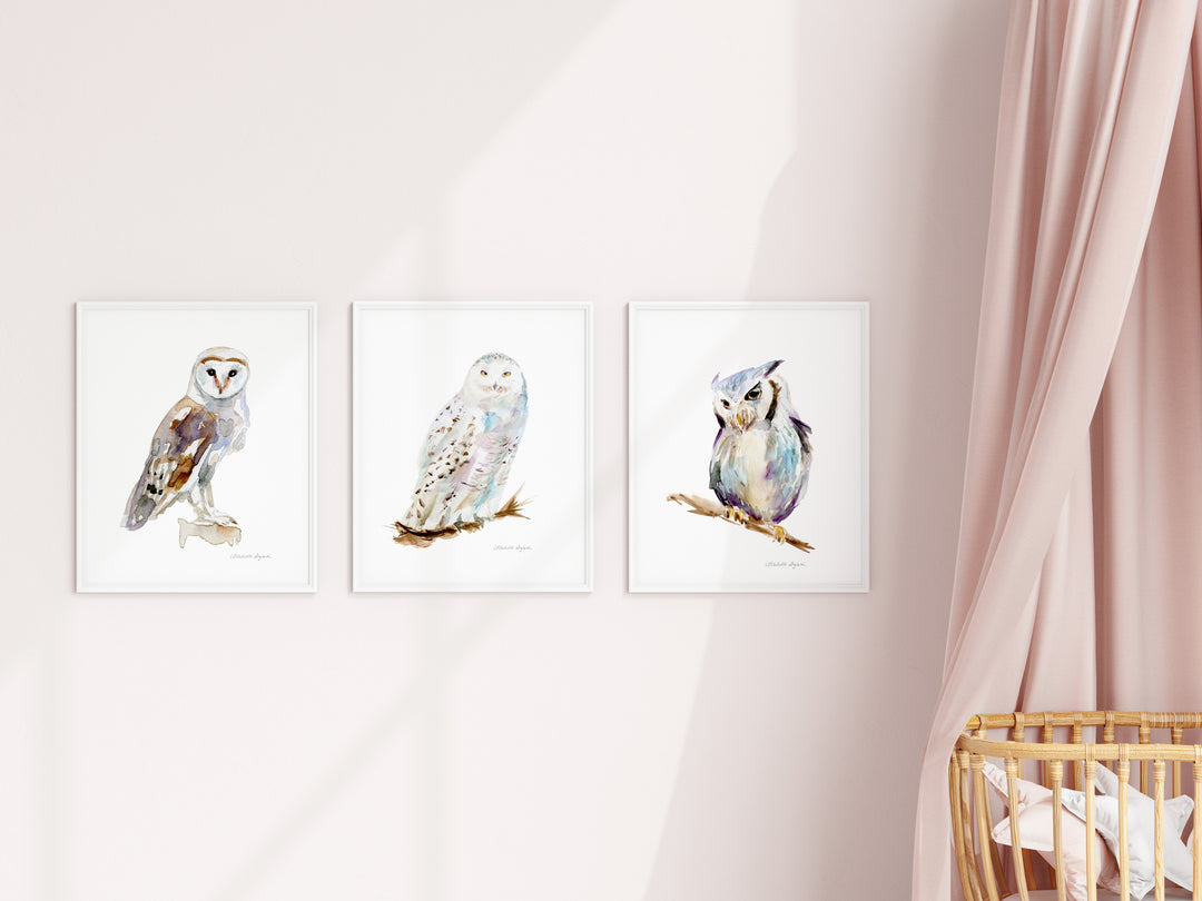 Set van 3 Uilen kunst prints