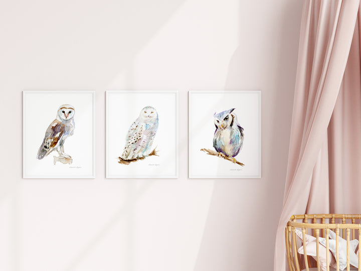 Set van 3 Uilen kunst prints