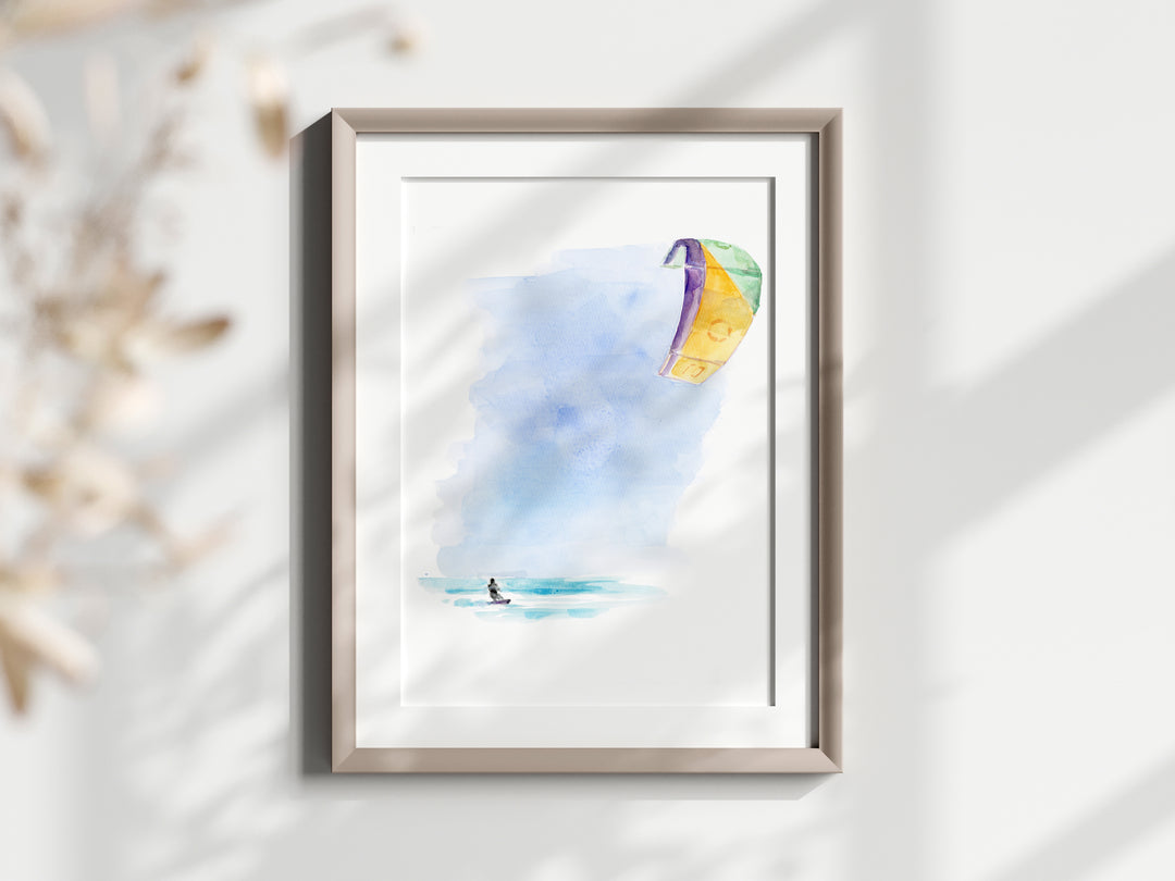 Kitesurf schilderij in aquarel van Michelle Dujardin