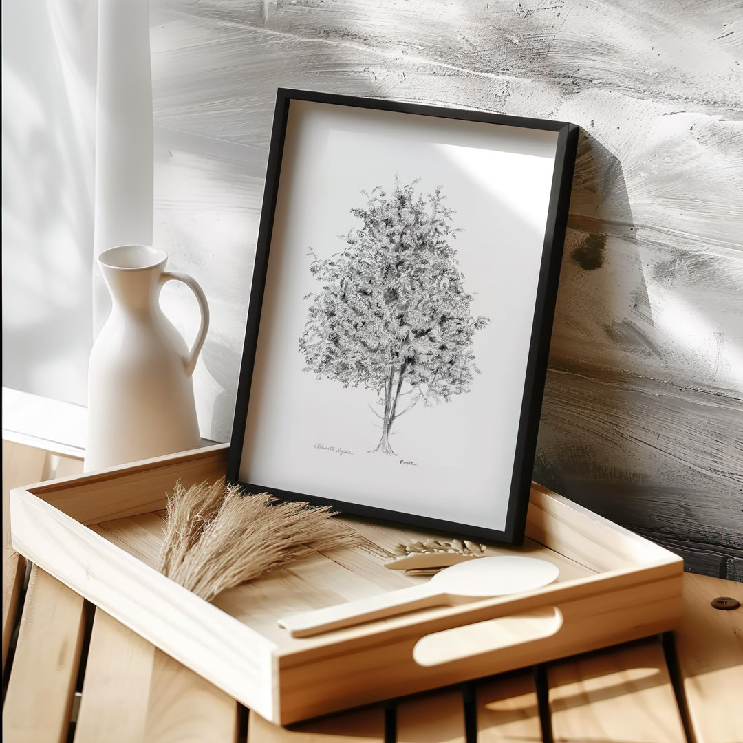 Zen tekening van een lijsterbes boom van Michelle Dujardin