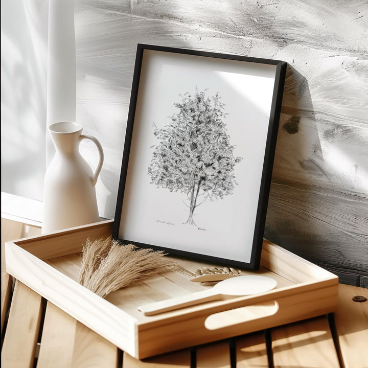 Zen tekening van een lijsterbes boom van Michelle Dujardin