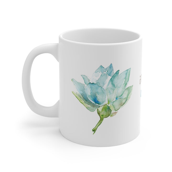 Printing on de mand mug with lotus watercolor by Michelle Dujardin