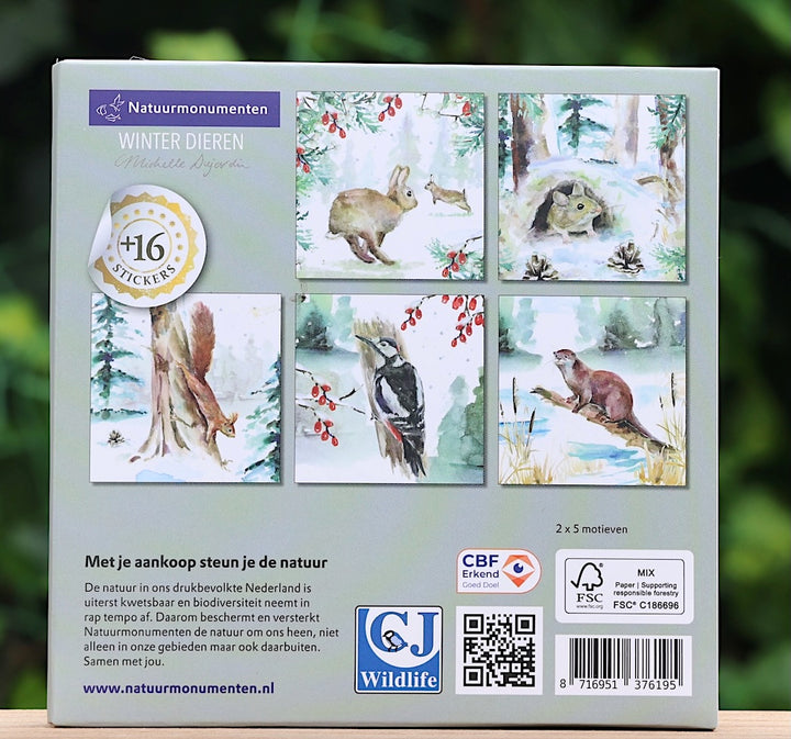 Greeting cards 'Winter Animals' (Winterdieren) with rabbits (2024) by Michelle Dujardin