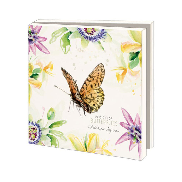 Wenskaarten set met vlinders en passiebloemen van Michelle Dujardin