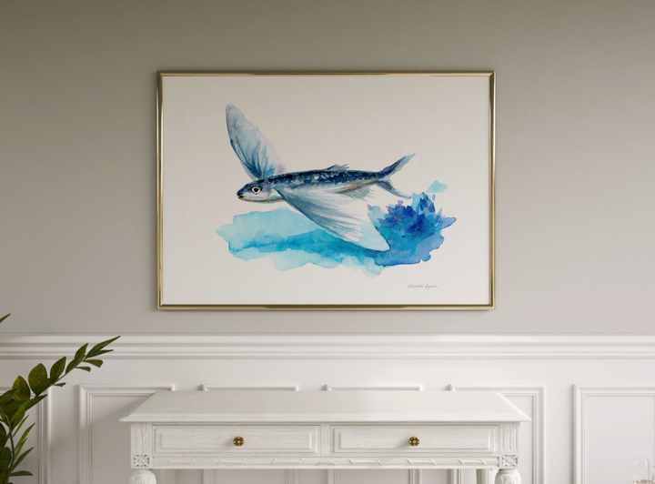flying fish watercolor