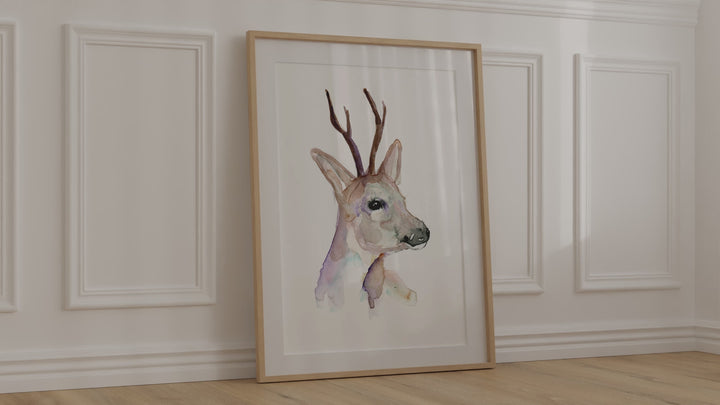 Minimalistisch portret van een reebok muurprint video