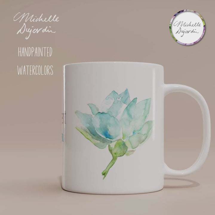 Teal Lotus mug 'moment of Zen'