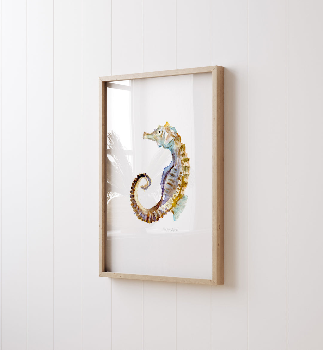 Framed seahorse art print by Michelle ujardin