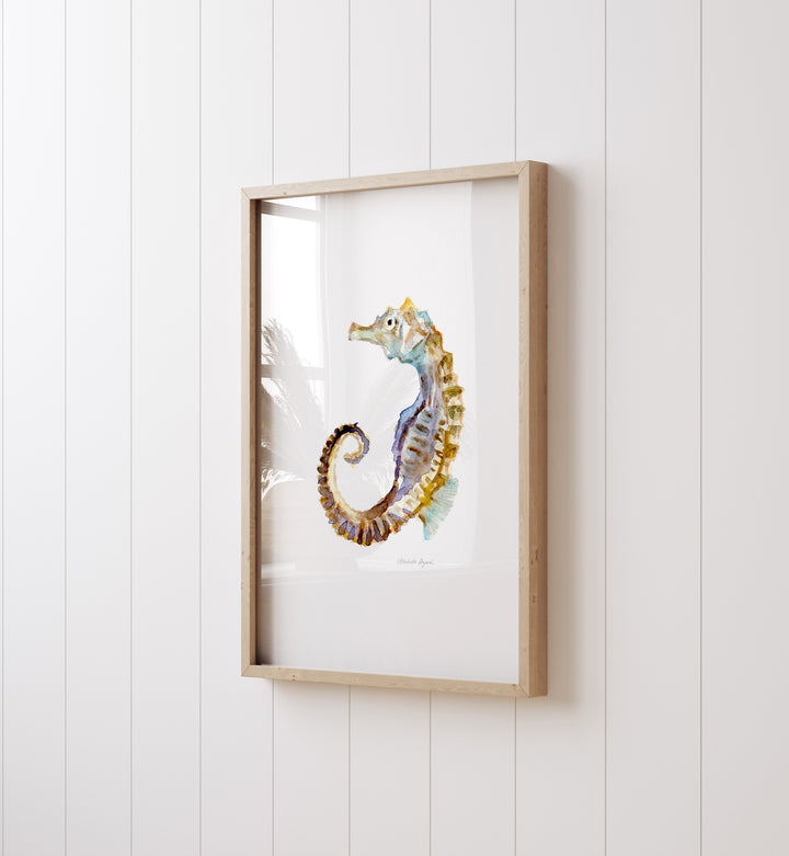 Framed seahorse art print by Michelle ujardin
