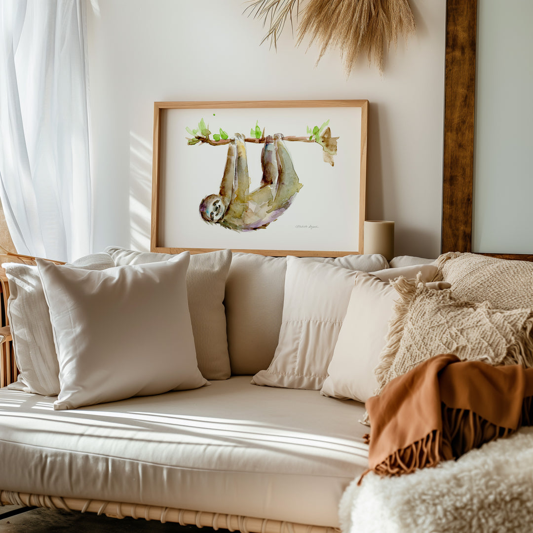 Smiling Sloth watercolor art print