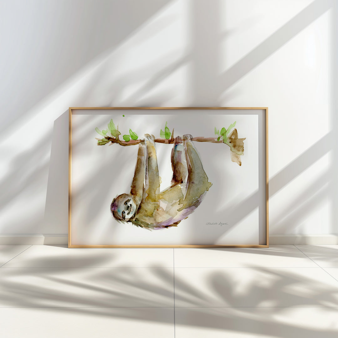 Smiling Sloth watercolor art print