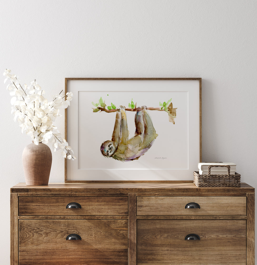 Smiling Sloth watercolor art print